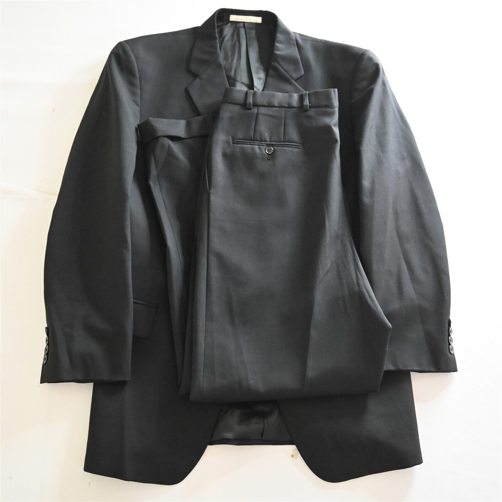 Joseph Abboud 43l 44l 36x32 Black Stripe Stripe 100% Wool Mens Jacket Pants Suit
